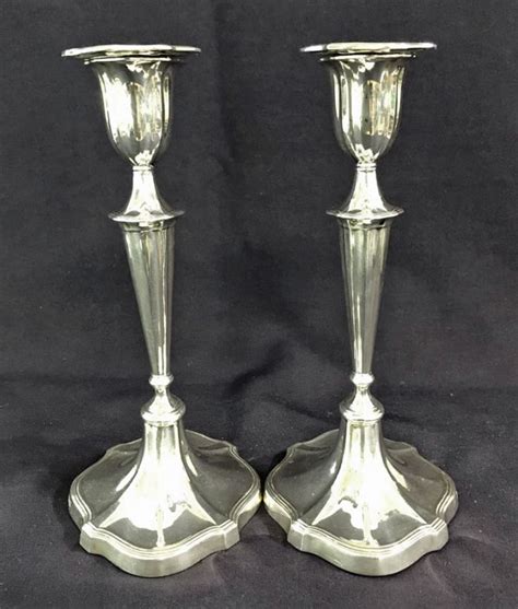 Antique Sterling Silver Candlesticks With Removable Bobeches