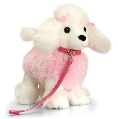 You may not alter, transform, or build upon this work. White and Pink Poodle Plush Toy on Lead Stuffed Animal ...