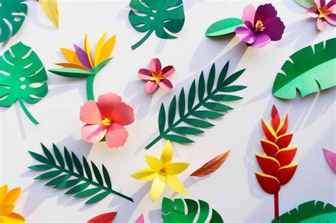 Premium Photo Tropical Botanic Paper Craft Handmade Collection