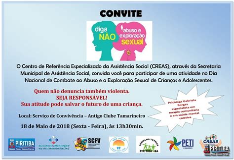 Convite Creas Evento Dia 18052018 Prefeitura Municipal De Piritiba