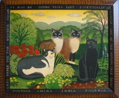 Four Cats American Folk Art Painting Diane Ulmer Pedersen Folk