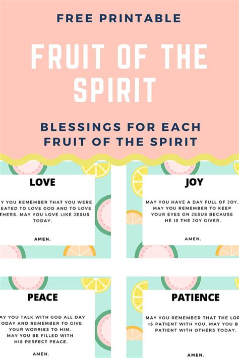 Fruit Of The Spirit Printable Fruit Of The Spirit Prayers Spirit