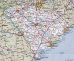 Large detailed roads and highways map of South Carolina state with all ...
