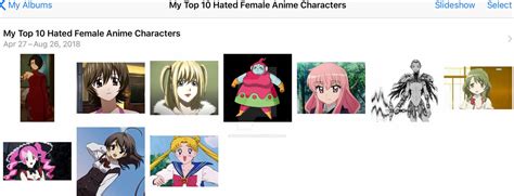 my top 10 hated female anime characters [new] by d34dp00lf4n on deviantart