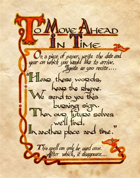 To Move Ahead In Time Charmed Book Of Shadows Witchcraft Spell
