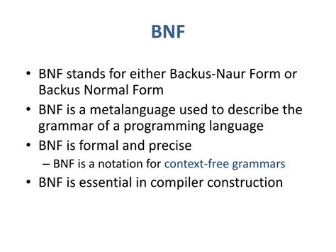 Ppt Bnf Powerpoint Presentation Free Download Id9548751