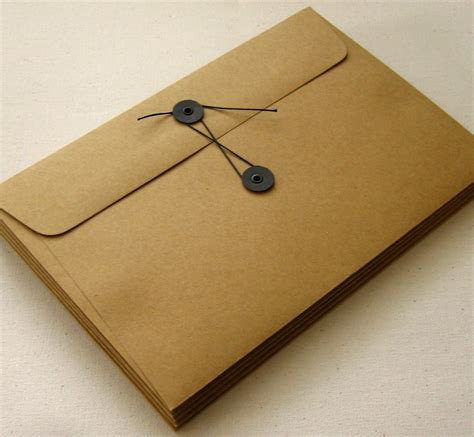 10 Kraft String And Button Envelopes 6 X 9 Inches Booklet