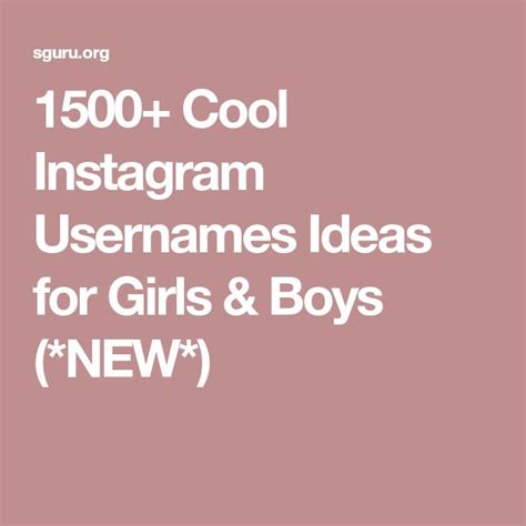 1500 Cool Instagram Usernames Ideas For Girls And Boys New Cool