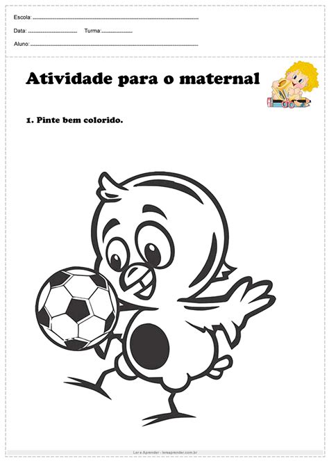 Atividade Para O Maternal Pinte Bem Colorido Ler E Aprender