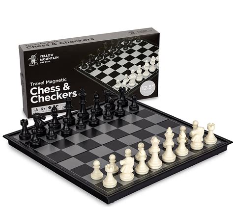 Yellow Mountain Imports 2 In 1 Travel Magnetic Chess And Checkers Set