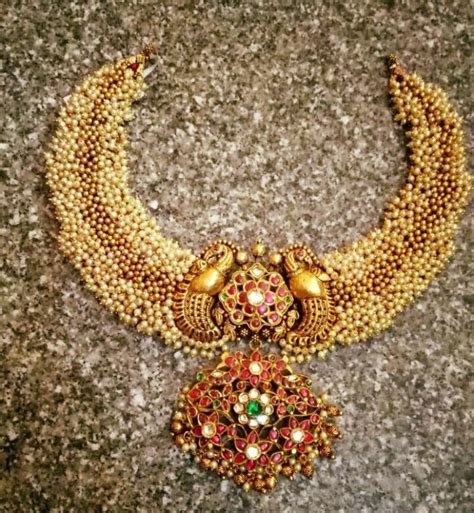 Gold Clustered Bead Necklace South India Jewels