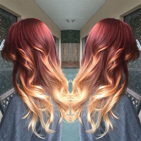 Red Fiery Ombre Hair Dye Blonde Ends Red Ombre Redombre