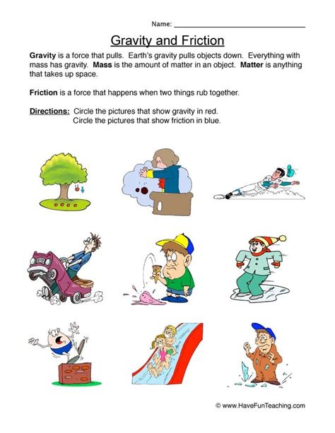 Gravity And Motion Worksheets