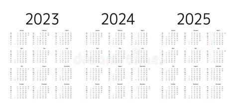 2023 2025 Calendars Stock Illustrations 31 2023 2025 Calendars Stock