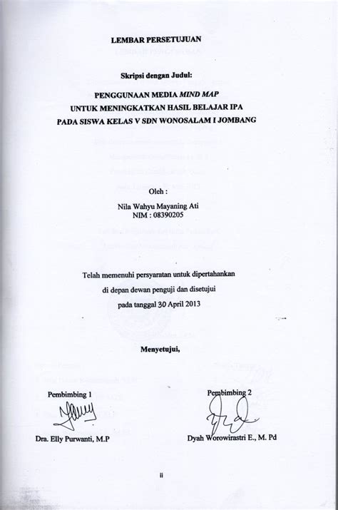 Contoh Lembar Pengesahan Skripsi Yang Benar Kumpulan Berbagai Skripsi