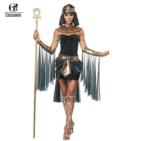 rolecos halloween clothes women sleeveless arab queen of egypt cleopatra black cosplay costume
