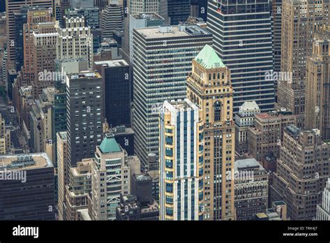 Fifth Avenue Manhattan Skylines Aerial View New York City Stock Photo