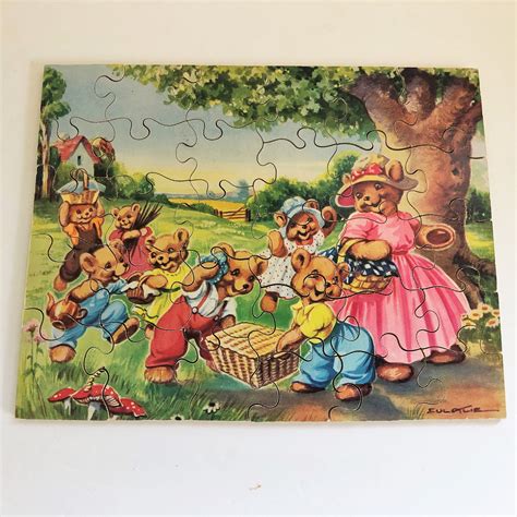 Vintage Victory Ply Wood Jig Saw Puzzle 30 Piece Bears On A Etsy