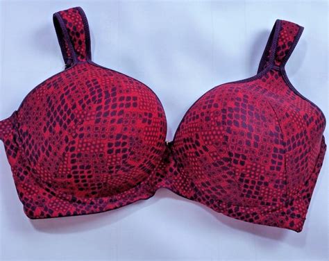 Ashley Stewart Butterfly Bra Full Coverage Lined Support Underwire Red