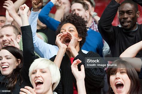 Woman Shouting At Football Match Stock Photo Download Image Now Fan