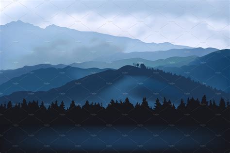 Mountain landscape. Vector | Illustrator Graphics ~ Creative Market