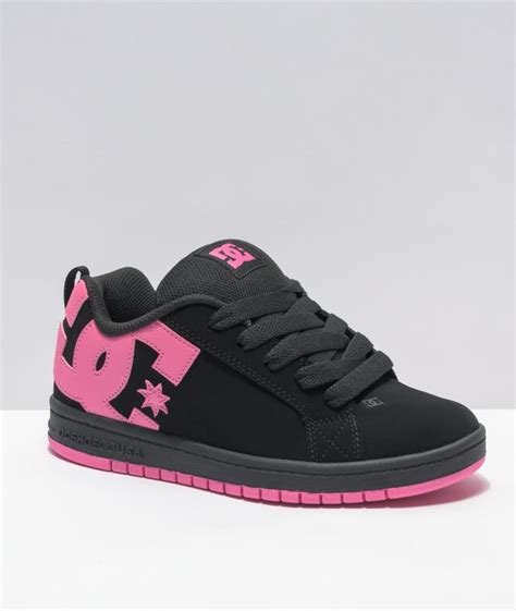 Dc Court Graffik Black And Hot Pink Skate Shoes