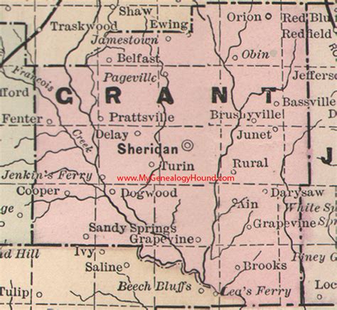Grant County Arkansas 1889 Map