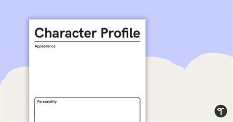 Character Profile Template Teach Starter