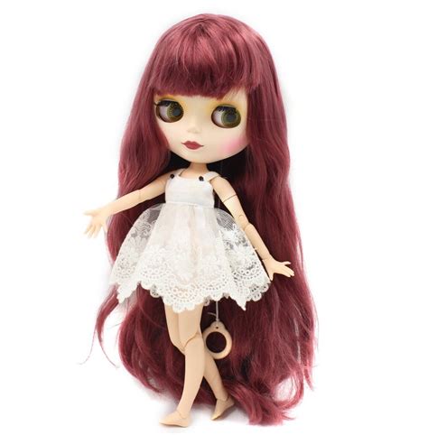 Factory Blyth Doll Deep Red Hair With Fringesbangs Matte Frosted Face