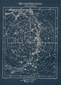 Antique Constellation Star Map Circa 1900s Vintage Map Of Stars Visible