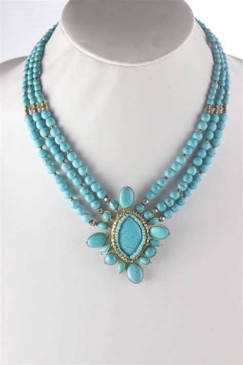 Nakamol Jewelry Multi Strand Beaded Turquoise Colored Statement Necklace Ebay In 2021