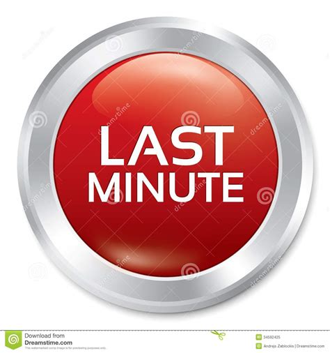 Last Minute Button. Sale Red Round Sticker. Stock ...
