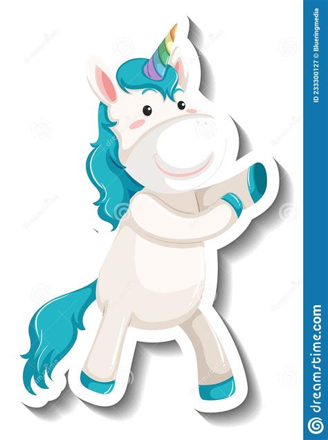 Unicorn Standing On Cloud At Night Sky Coloring Cartoon Vector