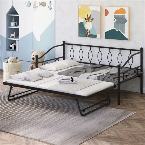 Daybed With Pop Up Trundletwin Metal Sofa Bed With Portable Folding