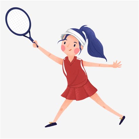 Cute Girl Playing Badminton Cartoon Of Red Clothes Girls