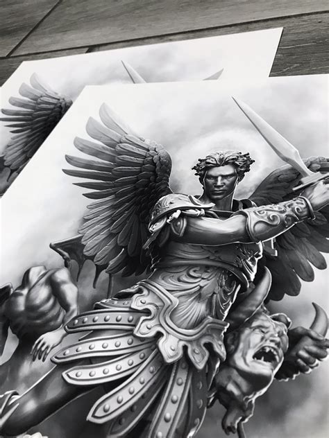 Archangel The Head Collector Art Print Archangel Tattoo Angel