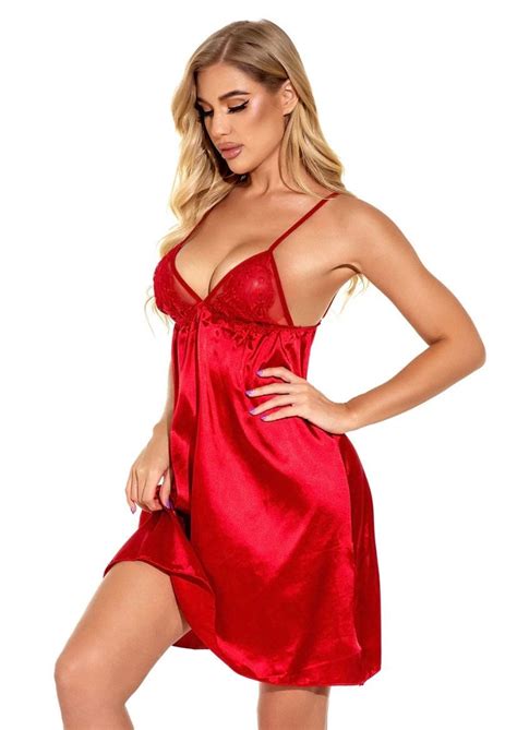 Womens Nightwear Sexy Red Sleepwear Lace Chemise Pajama Etsy