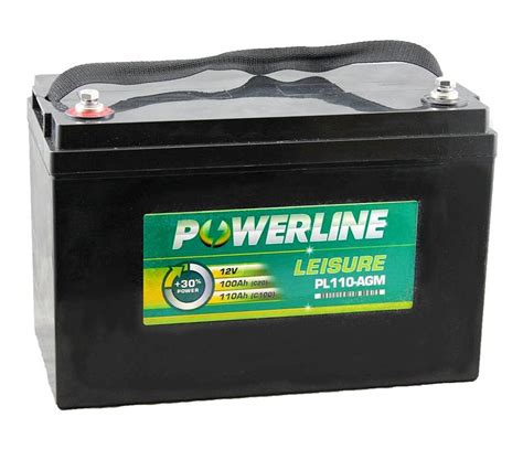 Pl110 Agm Powerline Agm Leisure And Marine Battery 100ah