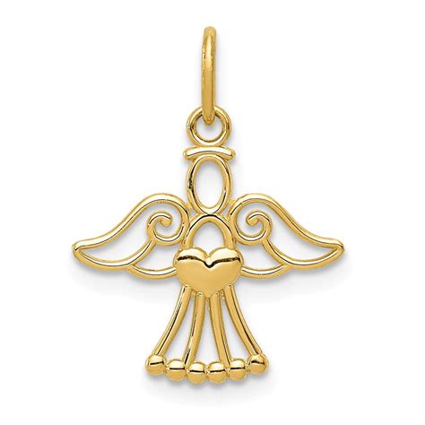 Million Charms 14k Yellow Gold Polished Small Angel Wheart Pendant