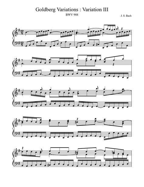 Bwv 988 Goldberg Variations Variation Iii Sheet Music For Harp Solo