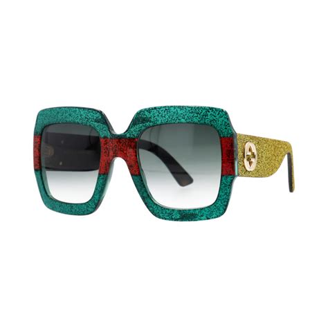 Gucci Glitter Sunglasses Gg0102s Green Yellow Red Luxity