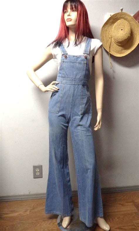 Vintage 70s Bell Bottom Denim Overalls Jumpsuit High Etsy Denim