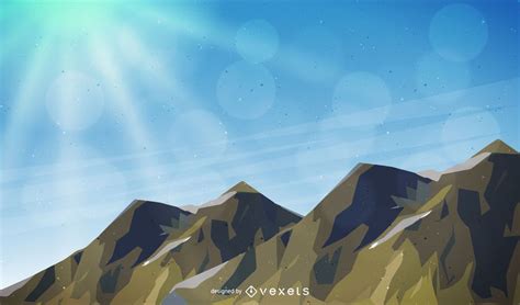 Flat Illustration Featuring Moutains Over A Blue Sky Designed In