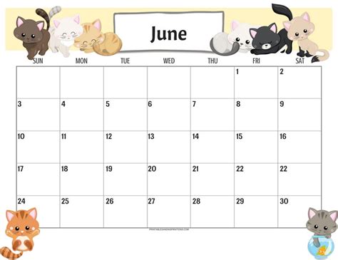 Free monthly blank calendar planner for printing. Cute Cats 2019 Calendar Printable Planner PDF with Free ...
