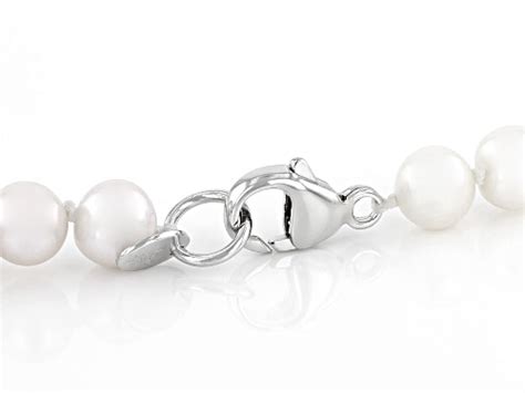 Mm White Cultured Freshwater Pearl Rhodium Over Sterling Silver