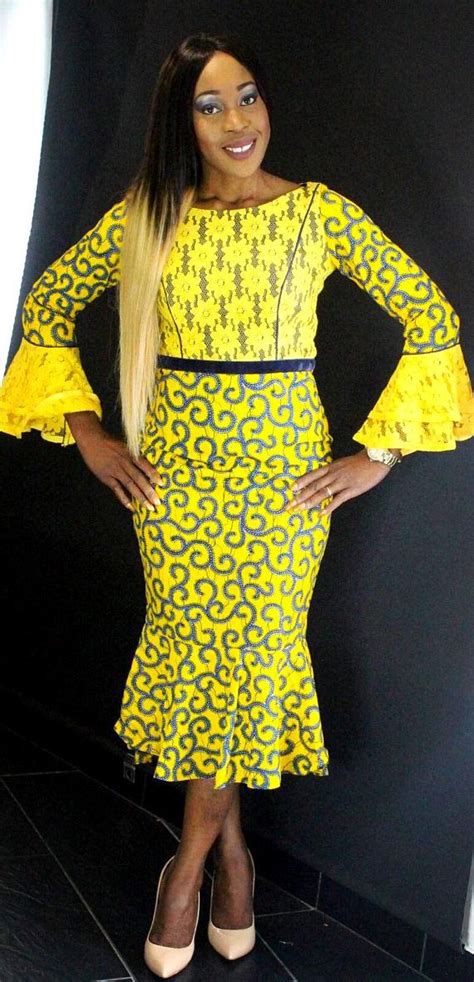 Model pagne africain robe longue. Modele de robe pagne avec dentelle - Robes à la mode de ...