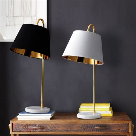 Floor lamp (set of 3). Modern minimalist plating gold wrought iron table lamp Nordic creative black cloth bedroom ...