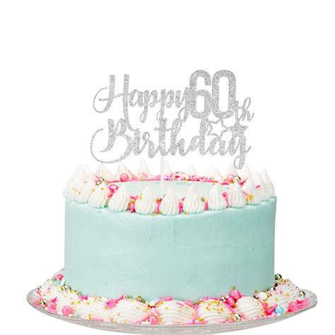 buy silver glitter happy 60th birthday cake topper 60th birthday cake topper 60th birthday