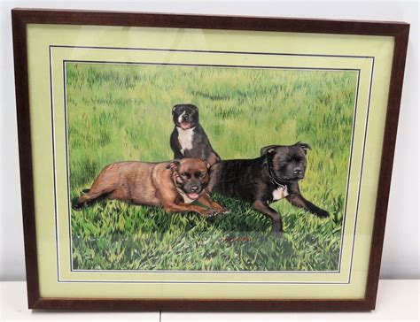 Framed Art 3 Dogs Jim Nabors Dogs Oahu Auctions