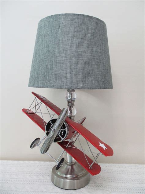 Biplane Lamp Large Metal Airplane Lampshade Silver Leafing Propellor